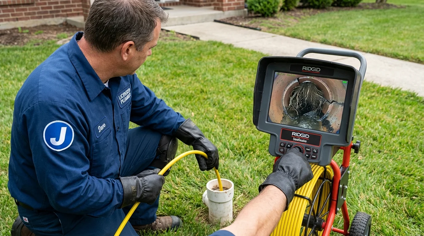 Sewer camera inspection being performed by Johns Plumbing LLC in Boxford